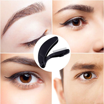 4 Packs Folding Eyelash Comb, Stainless Steel Teeth Eyebrow Comb Lash and Brow Makeup Brush (Black)