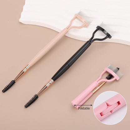 3 Pack Eyelash Comb Separator with Spoolie, Arc Designed Mascara Comb Dual Head Lash Separator Tool for Eyelash Extensions and Eyebrows (Black, Pink)