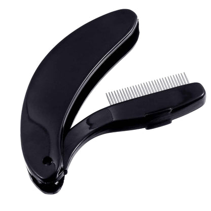 4 Packs Folding Eyelash Comb, Stainless Steel Teeth Eyebrow Comb Lash and Brow Makeup Brush (Black)