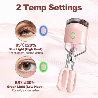 Heated Eyelash Curler Fast Heat up within 15S, Electric Eyelash Curlers with 2 Temperature Modes for 24H Long-Lasting Eyelash Curls, Type-C Rechargeable Lash Curler, Quick Natural Curling Eye Lashes